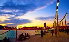 main harbour of Barcelona at dusk