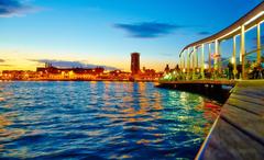 new dock in Barcelona at dusk