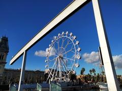 Ferris wheel at moll de la Fusta in Barcelona during Christmas