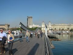 panoramic view of Barcelona city with buildings and the Mediterranean Sea