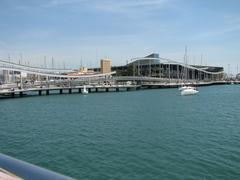 panoramic view of Barcelona cityscape with Sagrada Familia and coastline