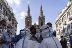 COVID-19 testing site outside Sacred Heart Cathedral in Guangzhou