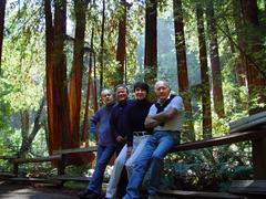 Group of journalists at Stinson Beach with Muir Woods in the background