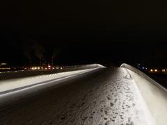 Inderhavnsbroen bridge in Copenhagen at night with snow