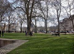 View through Green Park towards Buckingham Palace in London