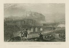 Steel engraving of a scene from Scott's novel Waverley by T. Higham after a drawing by J. M. W. Turner