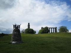 The independence cairn, Nelson monument and the parthenon folly on Calton Hill