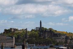 Calton Hill with prominent monuments and city view