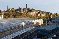 Calton Hill with the Dugald Stewart Monument in Edinburgh