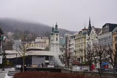 Karlovy Vary architecture during winter