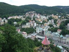 Panoramic view of Karlovy Vary from surrounding hills