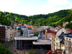 Karlovy Vary cityscape with architecture and greenery