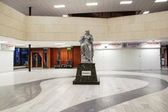 Statue of Hygie in the Vřídelní Colonnade, Karlovy Vary during Coronavirus pandemic November 2020