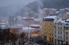 Karlovy Vary Vřídelní Kolonáda in winter