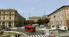 Panoramic view of Rome, Italy with historical buildings and a clear sky