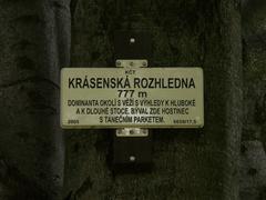 Krásenský vrch signpost near the lookout tower, Sokolov district