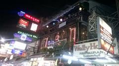 Bustling Khaosan Road in Bangkok at night