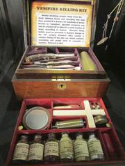 Vampire killing kit in a display case at Ripley's Believe It or Not! museum