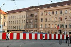 Start of reconstruction at Moravské náměstí in Brno, October 2009 with Scala Palace in the background