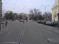 Tram track in Moravian Square, Brno