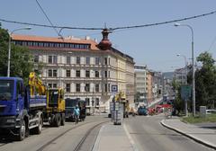 Repair of tram tracks at Moravské náměstí and Milady Horákové street in Brno