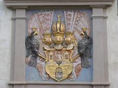 Coats of arms of New Town, Prague on the Gothic Podskalí Customs House