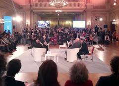 Forum 2000 Conference closing panel 2019 in Prague's Žofín Palace with Glanis Changachirere, Lech Wałęsa, Natan Sharansky and Carl Gershman