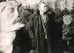 Luboš Hruška at the Meditation Garden in front of the statue of Jerusalem Women