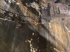 Thames Tunnel Shaft with original staircase remnant and locomotive soot on wall