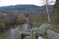 distant view from the cliffs on the southwestern edge of Tašovice village to Ohře Canyon