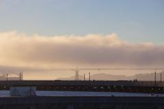 Panoramic aerial view of San Francisco with the iconic Golden Gate Bridge