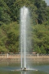 Fountain in a lake at Lake Gardens, Kuala Lumpur, Malaysia