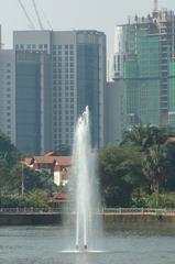 fountain in a lake at Lake Gardens, Kuala Lumpur