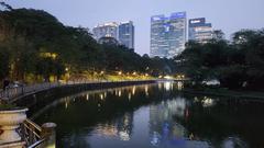 view of Botanical Garden, Kuala Lumpur with KL Sentral in the background