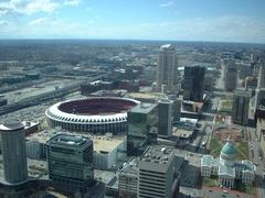 Downtown St. Louis from the Gateway Arch with Busch Stadium