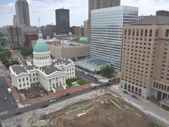 Construction at courthouse with Old Courthouse moat and courtyard