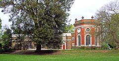 Orleans House in Twickenham near the Thames, showing preserved Baroque octagonal room and service wing, now an art gallery