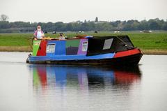 Colourful narrowboat on the River Thames