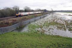 Cross Country train and flooded fields at Wolvercote