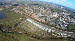 Aerial view of Port Meadow, Oxford with Castle Mill development