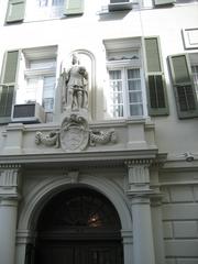 Statue of Saint Louis above a door at the Presbetere in the French Quarter of New Orleans