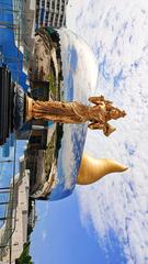 Telangana thalli statue and Telangana amarula deepam memorial at Tank Bund