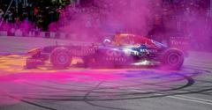 David Coulthard performing donut in Red Bull car