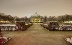 Temple of Diana in Munich Court Garden at night in winter