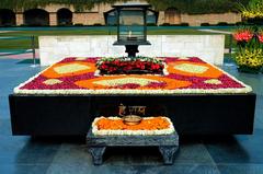 Raj Ghat memorial to Mahatma Gandhi in Delhi, India