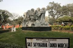 Statue of Gandhi leading the Dandi March outside Gandhi Museum near Raj Ghat