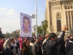 Crowd of protesters after midday prayers in Cairo