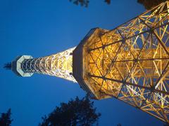 Petřín Lookout Tower at dusk