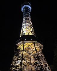 Petřín Tower in Prague at night