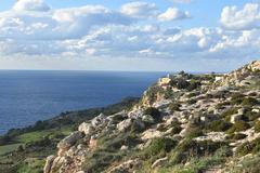 Dingli Cliffs in Malta with the coastline and sea visible